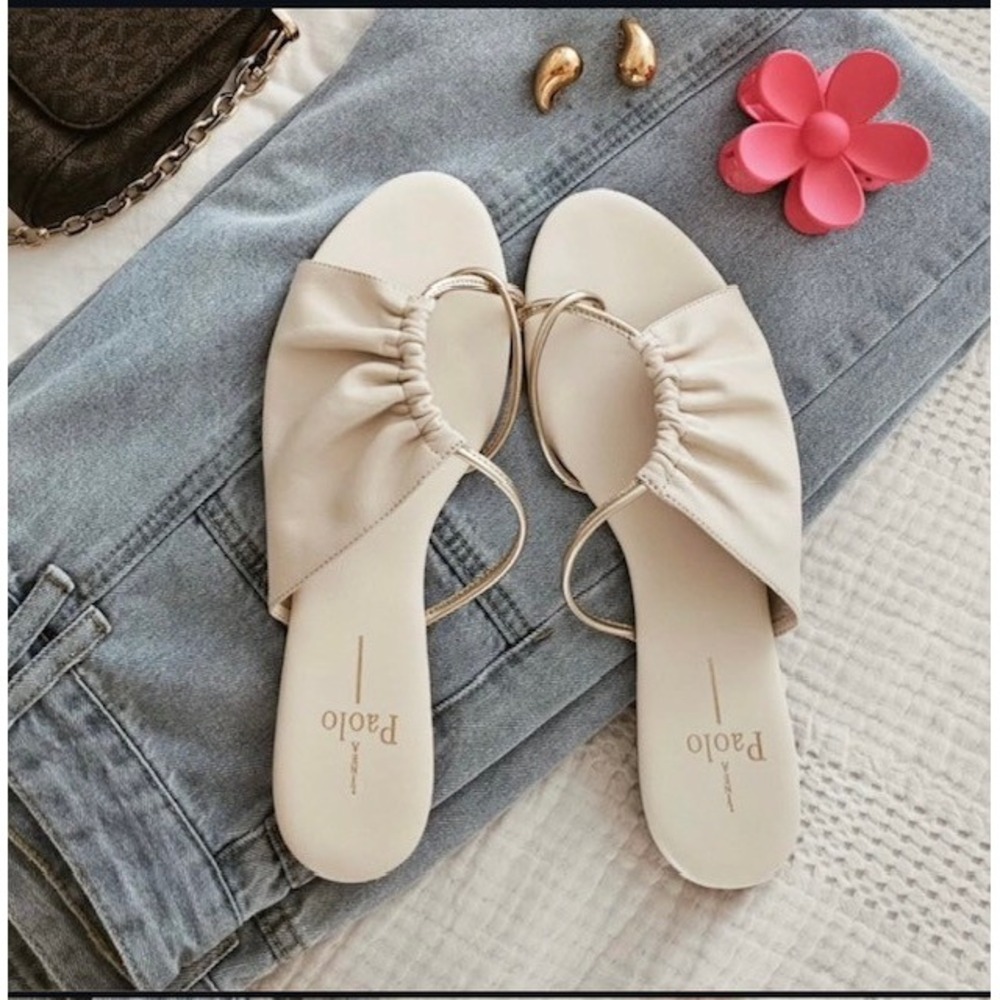 NWT Linea Paolo Lane2-L Silver Micro Suede Crystal Embellished Slide Sandal 8.5 - Picture 2 of 10